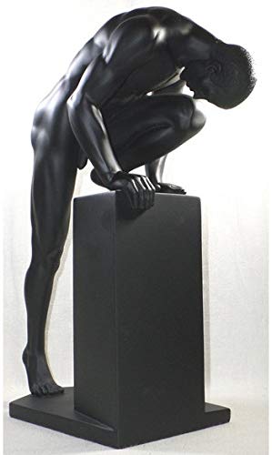 13.5 Inch Nude Figure Sculpture with Stretching Leg Pose - Matt Black Display Stand for Home & Office Decor - Perfect for Art Collectors, Interior Design, and Gift Giving