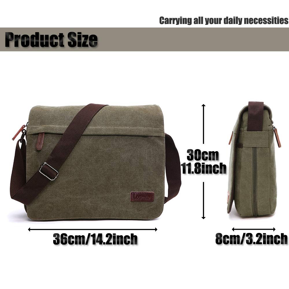 LOSMILE Men's Messenger Bag - Durable Canvas Shoulder Bag for Work & School - Fits 13.3