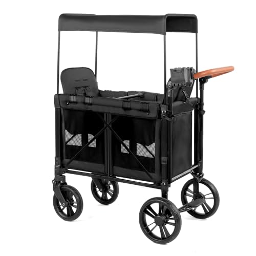 **Premium 2-in-1 Stroller Wagon for Toddlers & Kids – All-Terrain Wheels, Convertible Face-to-Face & Bus Seating, Adjustable Canopy & Cup Holder – Ideal for Outdoors, Beach, Park & Family Travel**