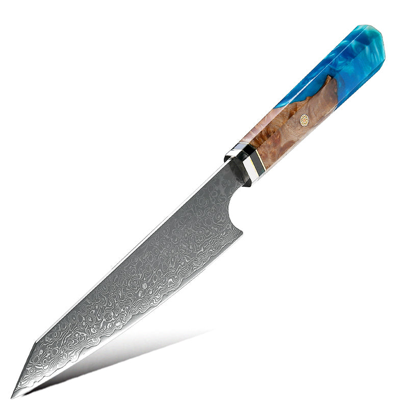 Premium Japanese Knife Set - VG-10 Damascus Steel Blades with Olive Burl Wood & Resin Handle - Perfect for Sushi, Meat Cutting & Professional Kitchen Use