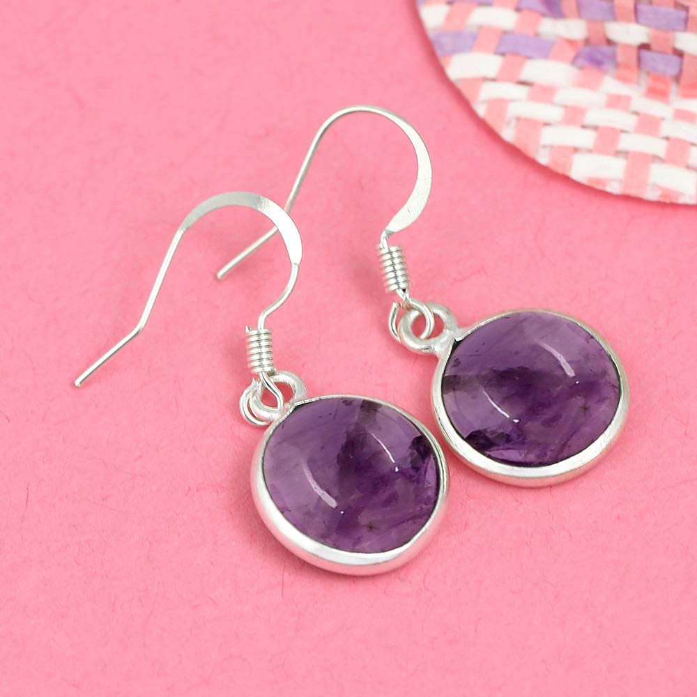 12.45 Carat Round Natural Gemstone Earrings for Women - Handmade Boho Dangle Birthstone Jewelry, Perfect Gift for Wife, Girlfriend, Mother | Wedding, Anniversary, Birthday, Party, Everyday Wear