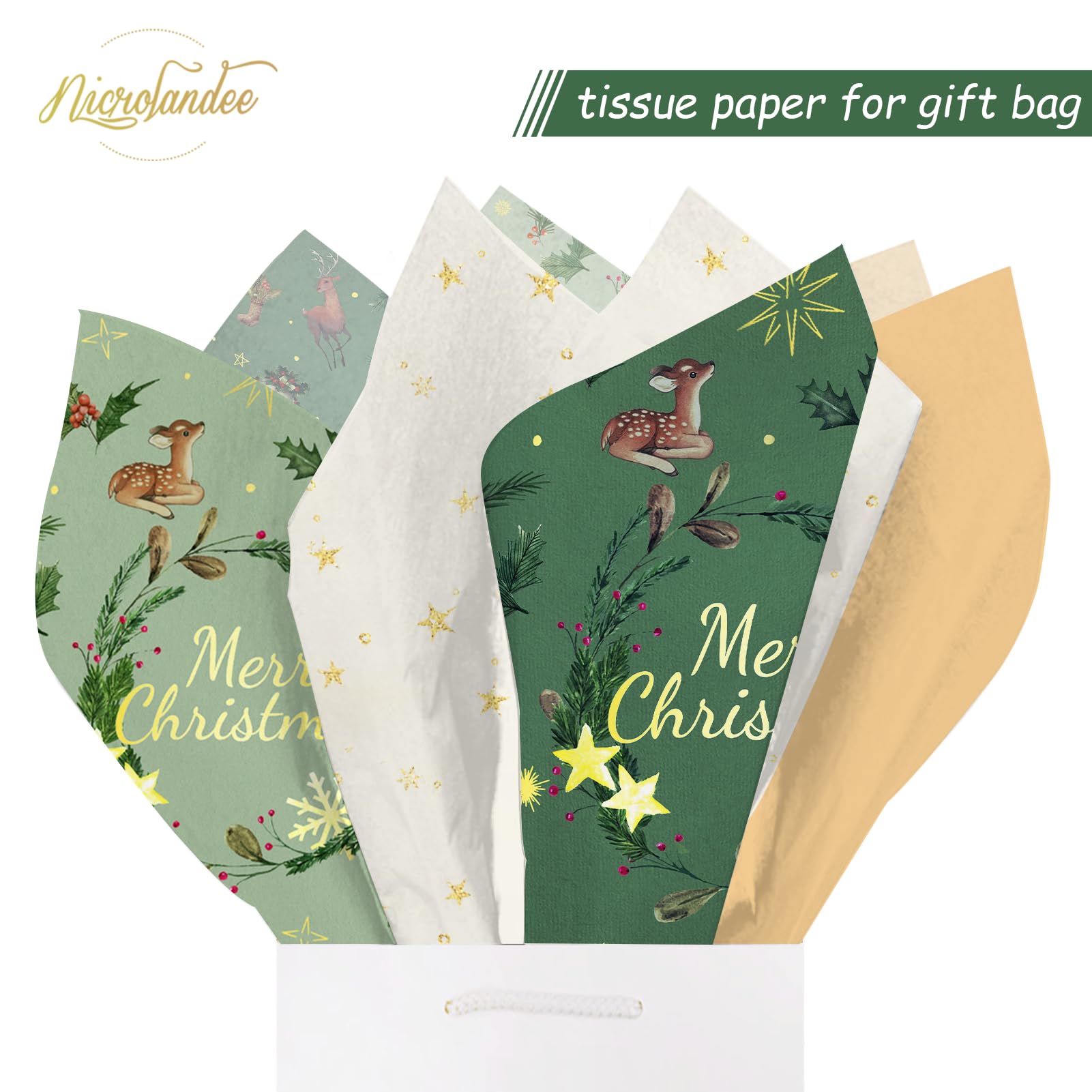 Premium Christmas Tissue Wrapping Paper - 24 Sheets (20x15 Inches) for Gift Bags, DIY Crafts | Holiday, Birthday & New Year Gift Wrap | Perfect for Xmas Parties, Home Decor & Festive Celebrations