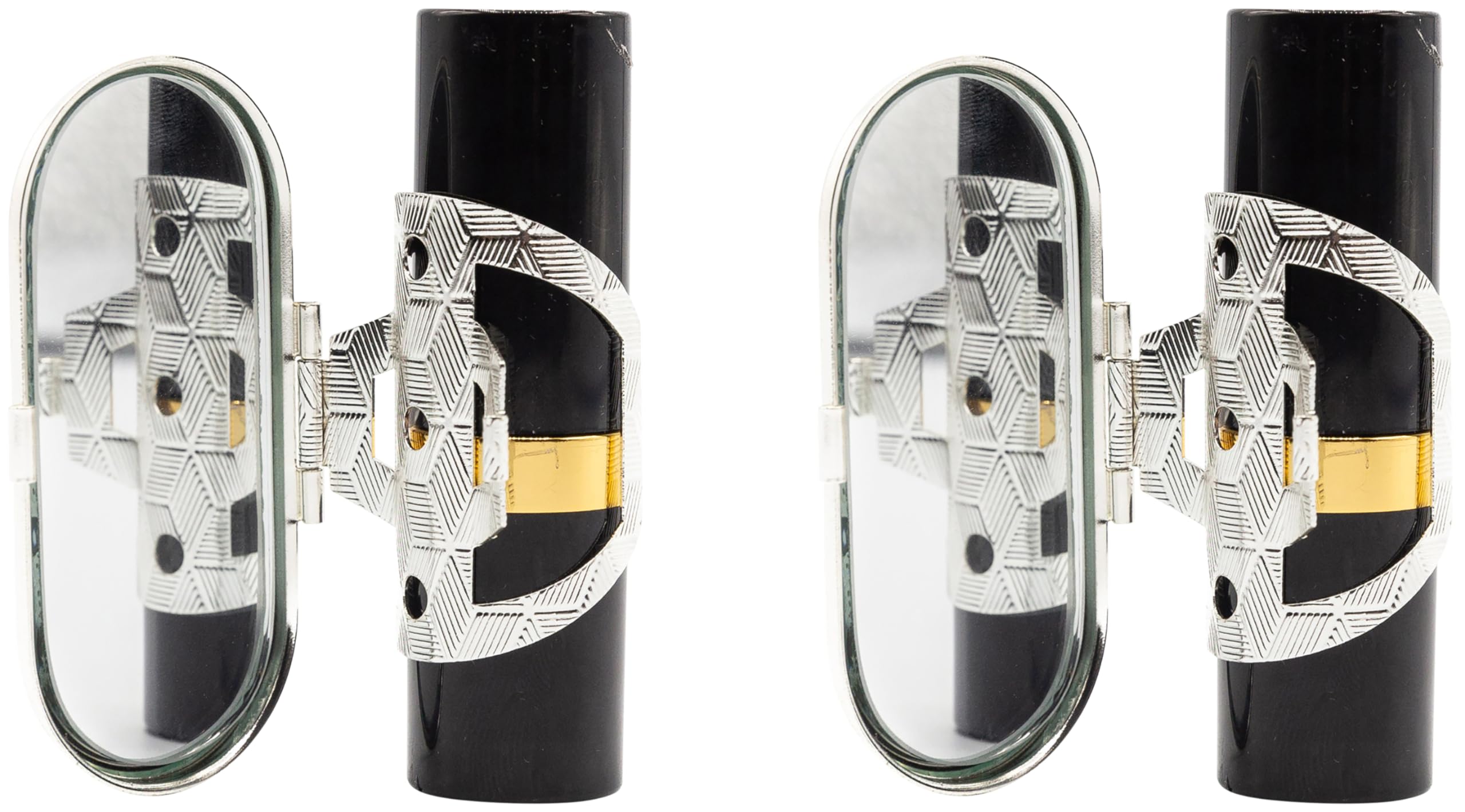 Stephanie Imports Set of 2 Clip-On Round Lipstick Mirrors with Watercolor Triangle Design - Perfect for Makeup Vanity, Travel, and Handbag Essentials