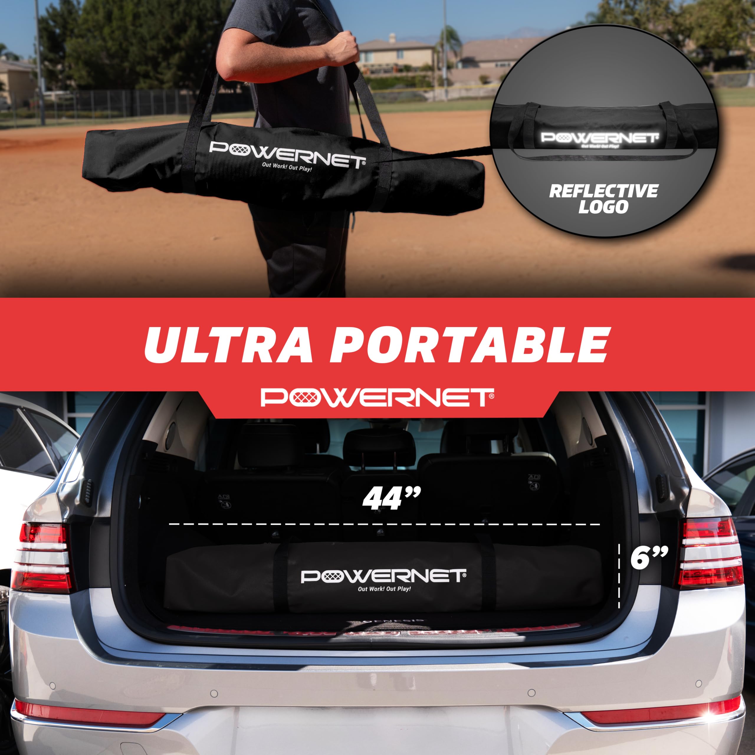 PowerNet 7x7 Baseball & Softball Training Net with Pitching, Batting & Fielding Accessories - Includes Ball Caddy, Weighted Baseballs & Hitting Tee - Perfect for Backyard Practice, Team Drills & Solo Training Sessions