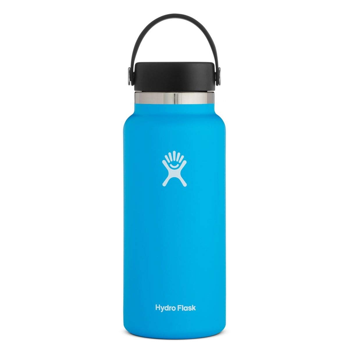 Hydro Flask 32 oz Wide Mouth Water Bottle - Stainless Steel Vacuum Insulated Thermos with Leak Proof Flex Cap - Keeps Drinks Cold 24Hrs/Hot 12Hrs - Perfect for Hiking, Gym & Outdoor Activities - Pacific Blue