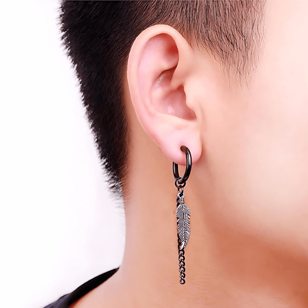 20G Cross Feather Dangle Hoop Earrings for Women | Trendy Gothic Jewelry for Parties, Concerts & Everyday Wear | HSEC1806
