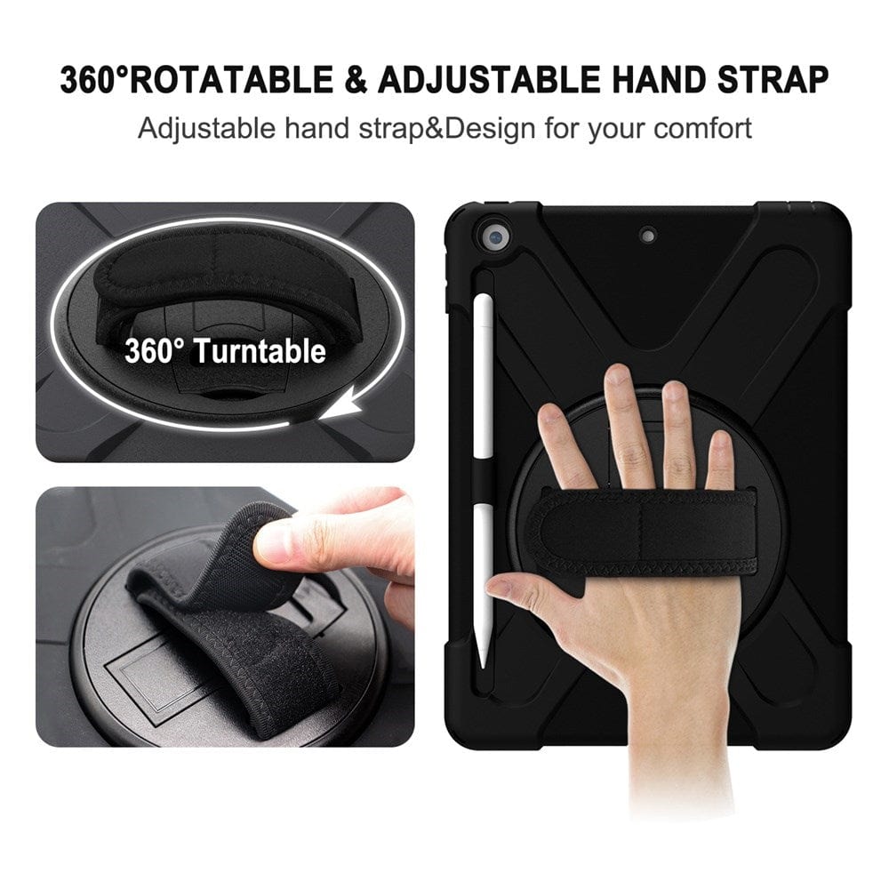 Premium Shoulder & Hand Strap Case for iPad 10.2 (7th/9th Gen) with Built-in Screen Protector - Perfect for Travel, Work & Outdoor Activities