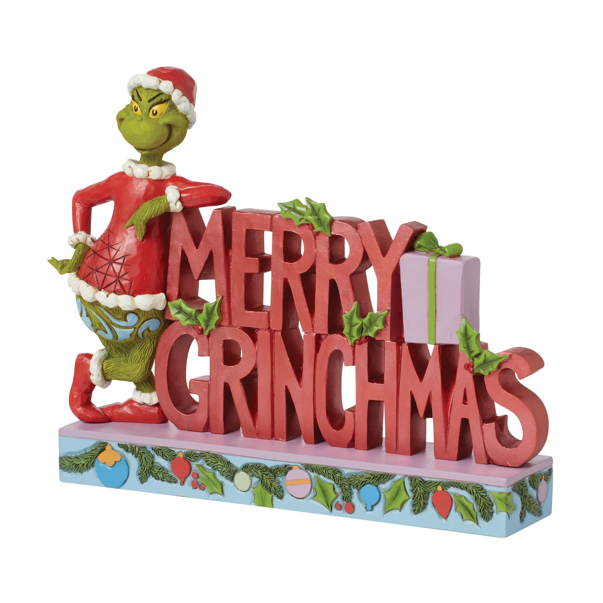 Grinch Merry Grinchmas Word Art - Festive Christmas Decor for Home, Office & Holiday Parties - Perfect for Xmas Tree Ornaments, Wall Decor & Gift Giving