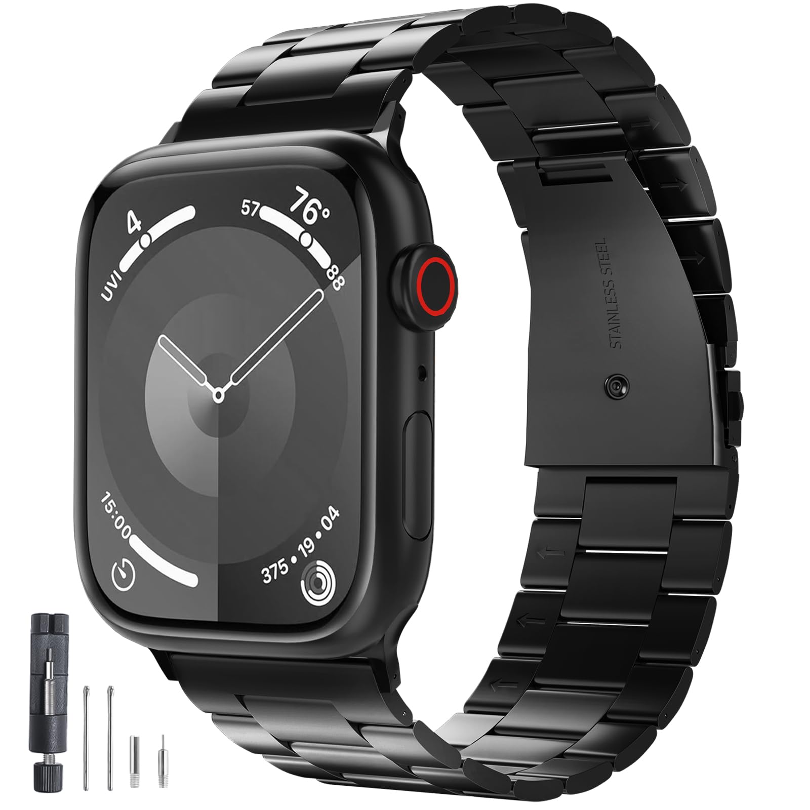 Premium Stainless Steel Apple Watch Band - Compatible with Series 9/8/7/6/5/4/3, SE/SE2, Ultra/Ultra 2 (38mm-49mm) - Durable Metal Strap for Men & Women - Perfect for Workouts, Office Wear & Everyday Use