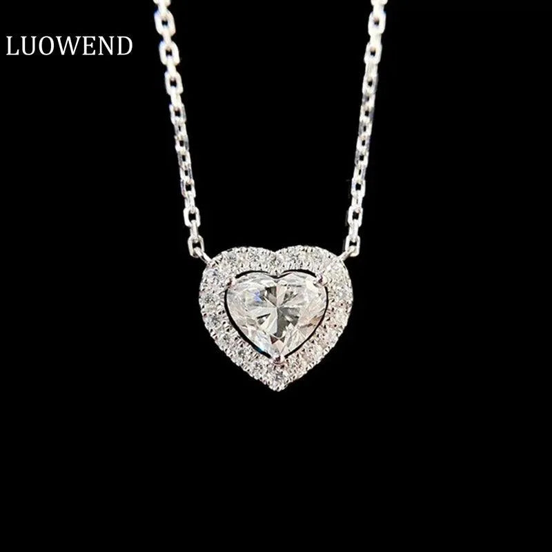 18K White Gold Heart Pendant Necklace with Real Natural Diamond - Romantic Engagement Jewelry for Women - Perfect for Anniversaries, Proposals & Special Occasions