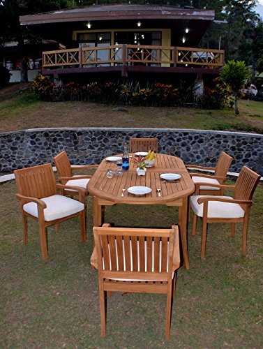 Premium Grade-A Teak Wood 6-Piece Dining Set with 118