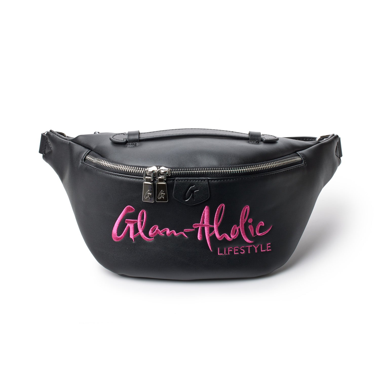 Signature Logo Fanny Pack - Black & Pink Waist Bag for Women & Men - Perfect for Travel, Hiking, Running & Everyday Use