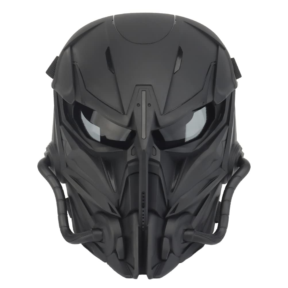 VOSAREA Black Electronic Helmet Cosplay Mask - Half Face Cover for Halloween Costume, Masquerade Party, Paintball & Outdoor Decor | Durable & Lightweight for Cosplay, Halloween Decorations & Themed Events