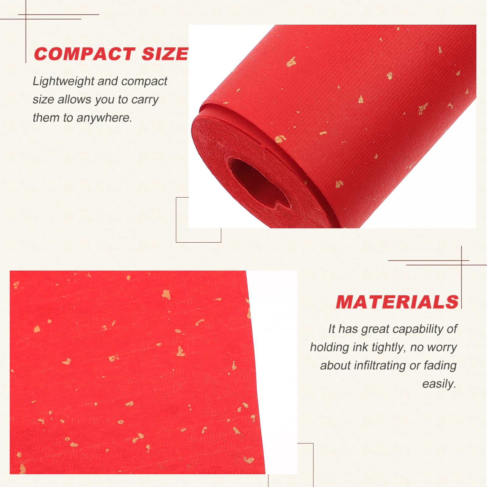 Premium Chinese Xuan Paper for Calligraphy & Painting - 35cm x 20m Red Rice Paper, Blank Calligraphy Scrolls, Chunlian/Duilian Paper - Perfect for Traditional Brush Writing, Art Projects, and Home Decoration