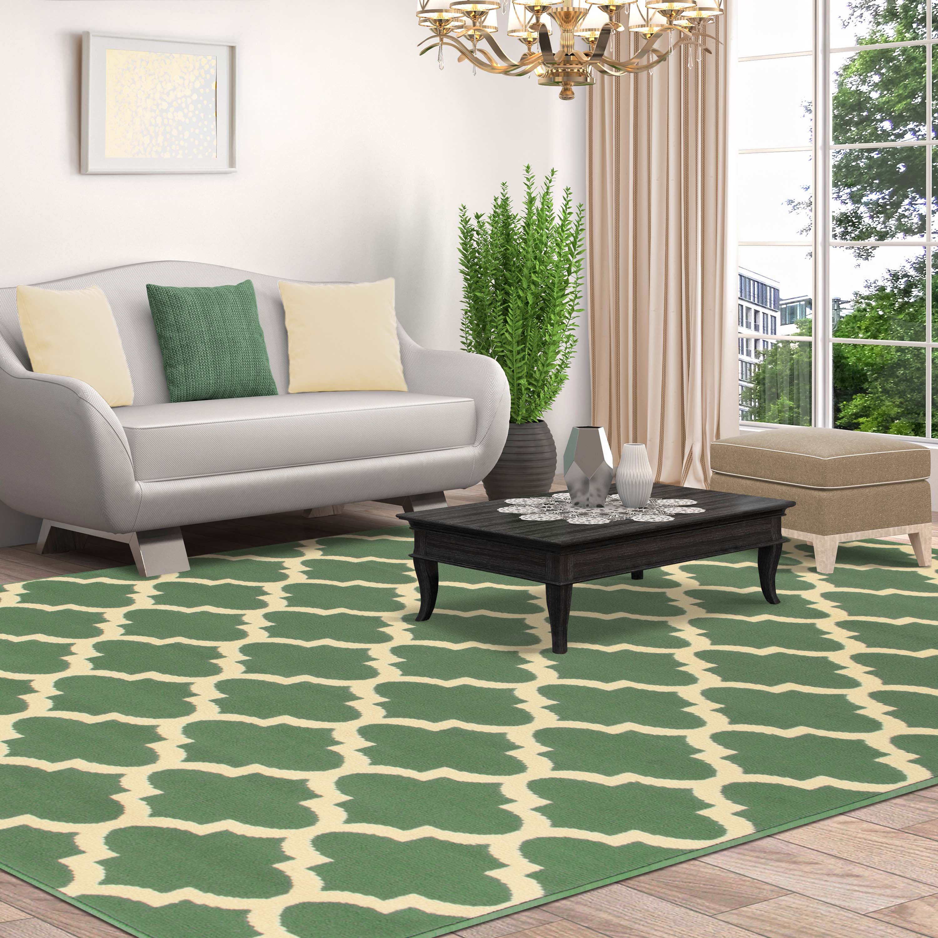 Modern Quatrefoil Geometric Trellis Indoor Area Rug - Non-Slip Soft Living Room Carpet - Perfect for Bedroom, Nursery, Dorm & Home Decor
