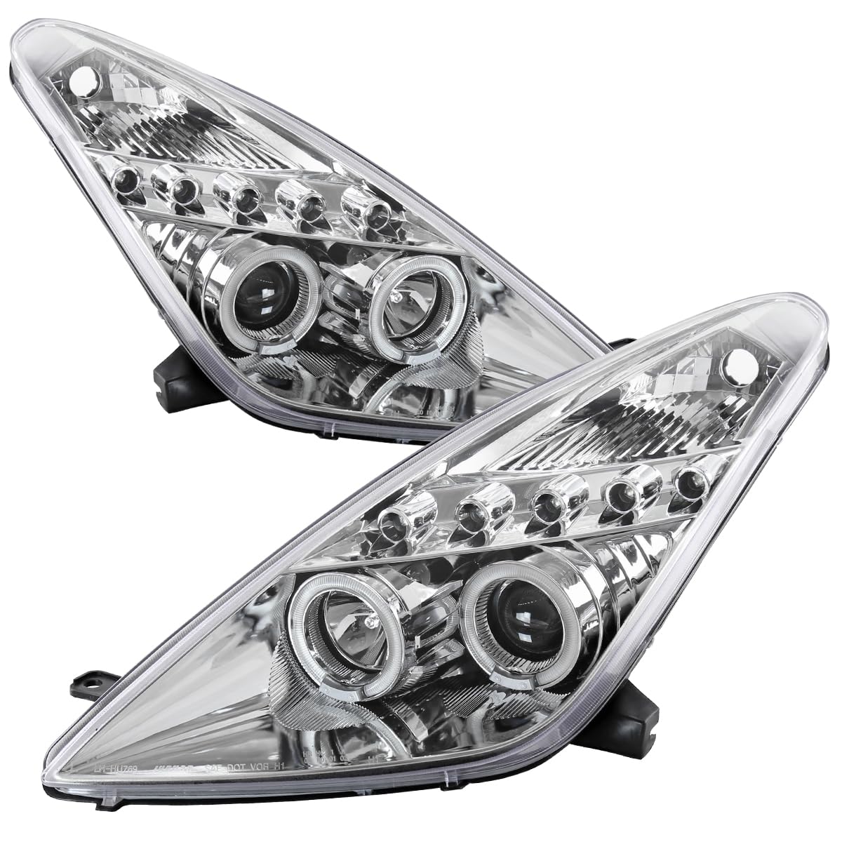 00-05 Toyota Celica GTS GT Clear Halo Projector Headlights - Pair of LED Angel Eye Lamps for Enhanced Night Driving & Custom Style