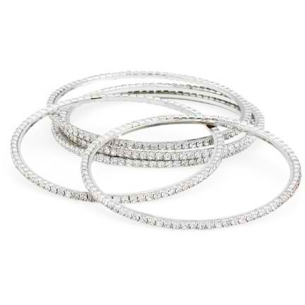 Jessica Rhinestone Bangle Bracelets for Women - Elegant Crystal Wedding Party Jewelry - Perfect for Bridal, Prom, Evening & Special Occasions