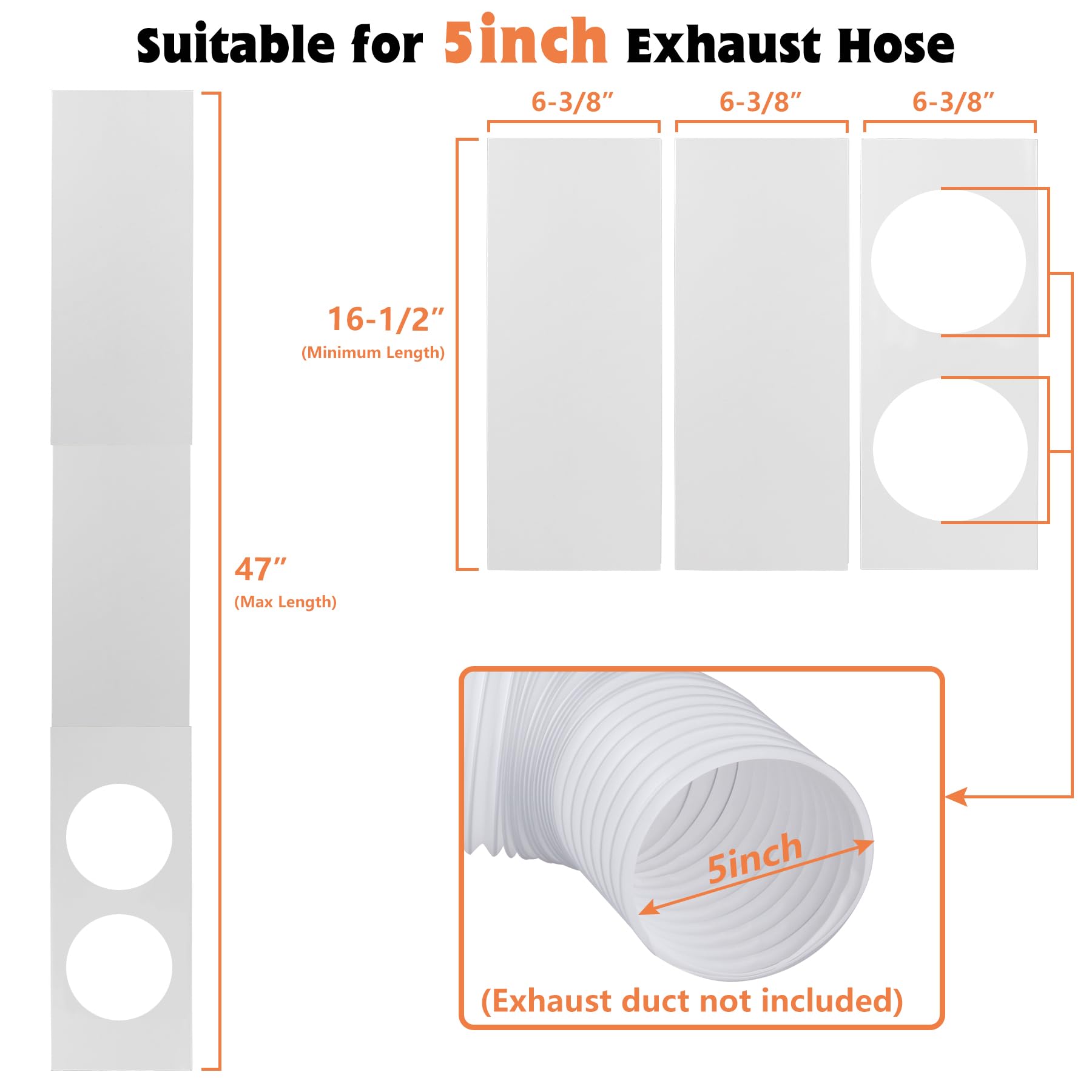 GCGOODS Portable AC Window Kit - Universal Dual Hose Air Conditioner Seal Plate for 5