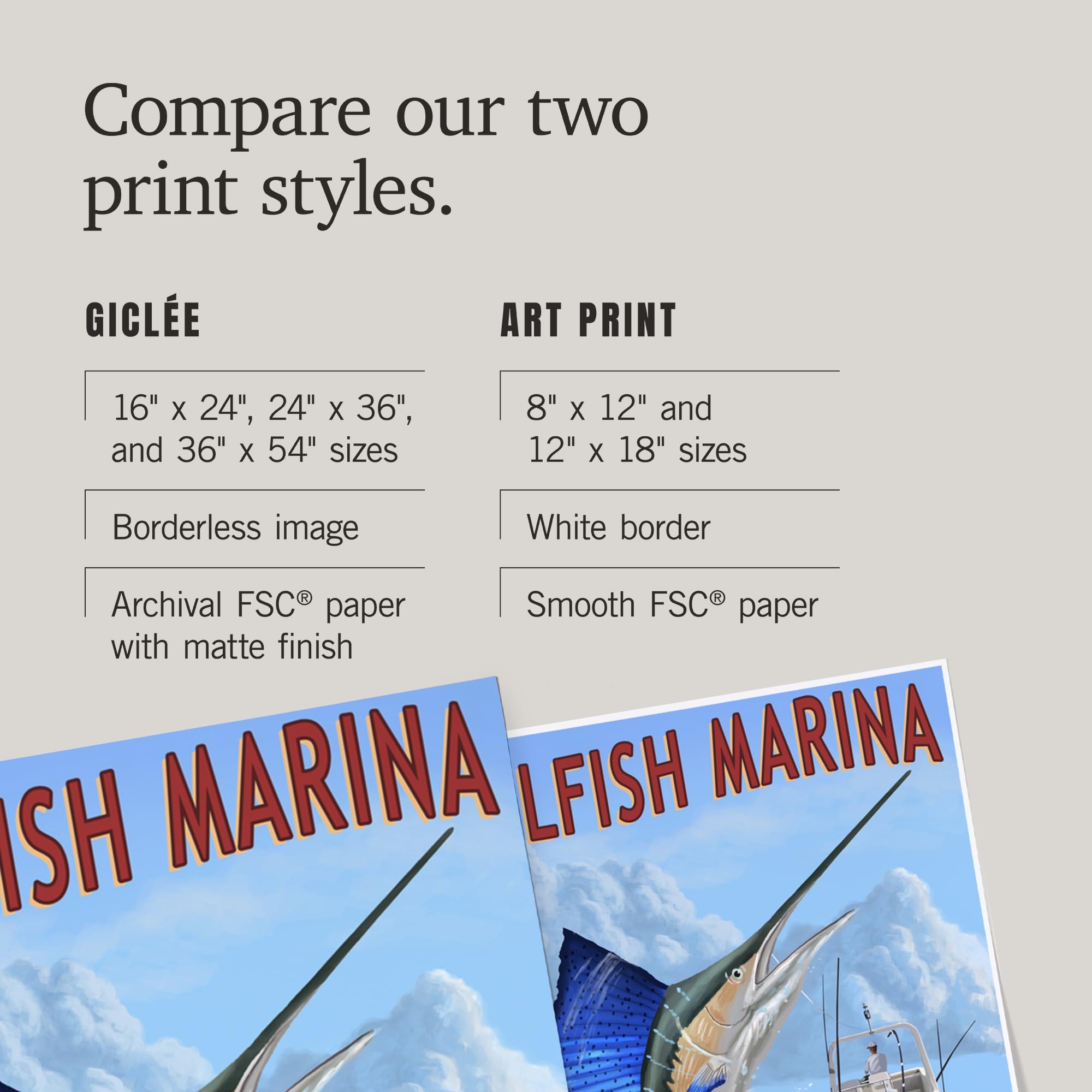 Lantern Press 16x24 Inch Giclee Art Print - Sailfish Marina Florida Coastal Wall Decor - Perfect for Beach House, Living Room & Office Wall Art