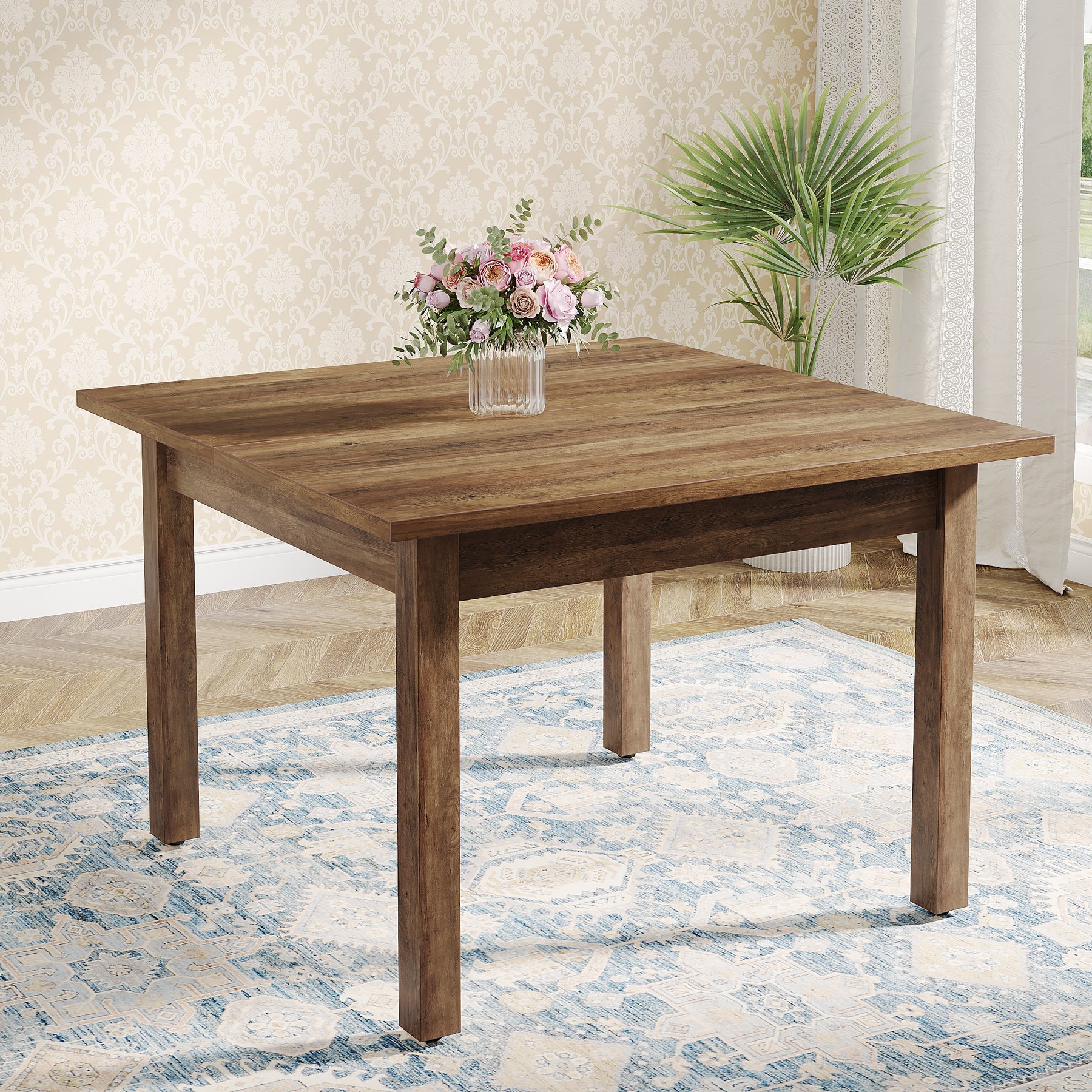 39.4'' Square Solid Wood Dining Table - Rustic Kitchen Table for 4 People - Perfect for Small Spaces, Breakfast Nooks & Cozy Family Meals