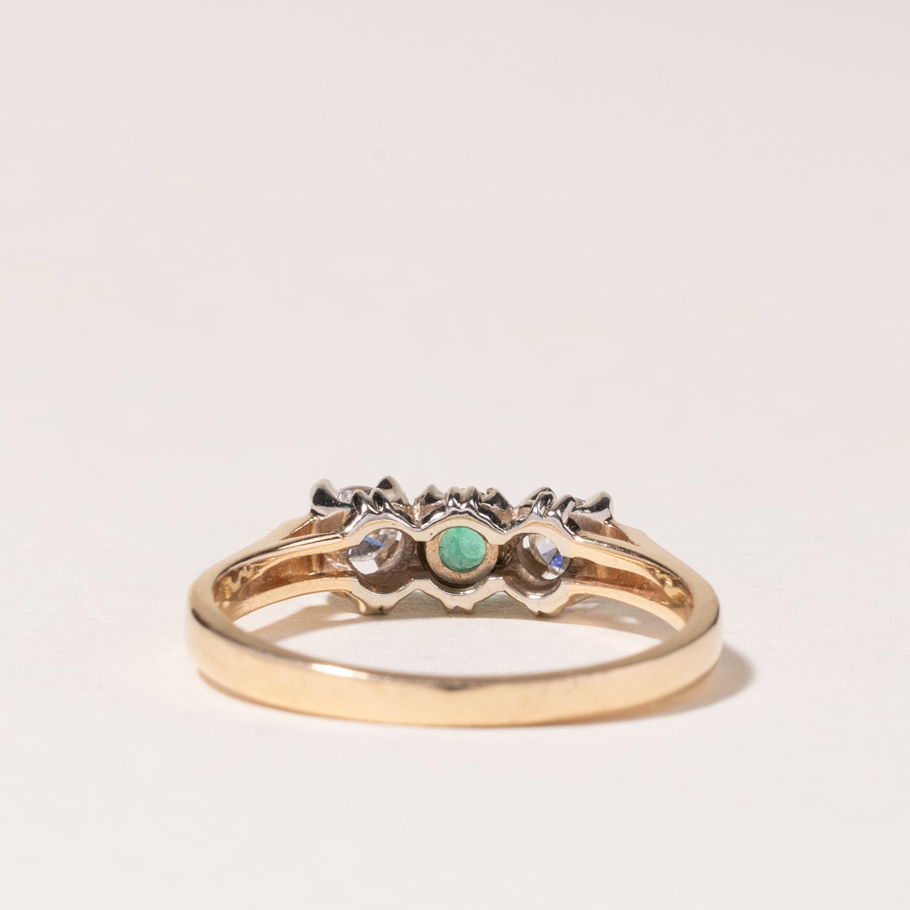 14K Yellow Gold Emerald and Diamond Ring - 0.10ct Emerald & 0.18ctw Diamond - Size 6 - Elegant Engagement, Wedding, Anniversary Jewelry Gift for Women