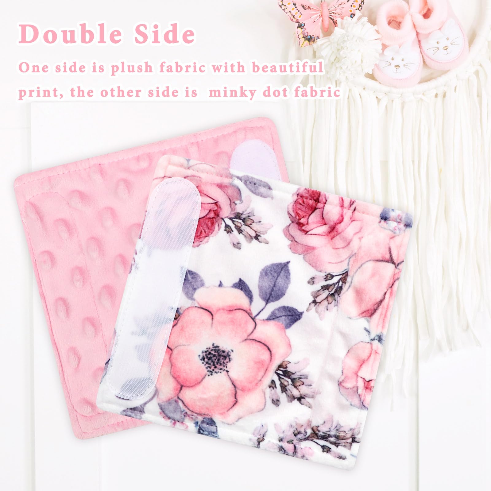 Soft Mink Car Seat Strap Covers for Babies - Pink Floral Shoulder Pads for Girls, Comfortable and Safe for Long Car Rides and Daily Commutes