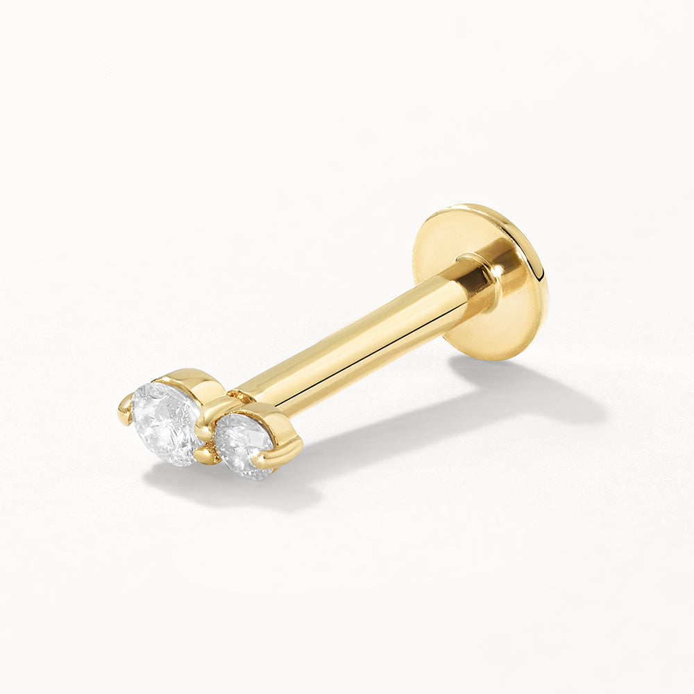 10k Gold Diamond Twin Cluster Helix Single Stud Earrings for Women - Perfect for Parties, Weddings & Everyday Elegance