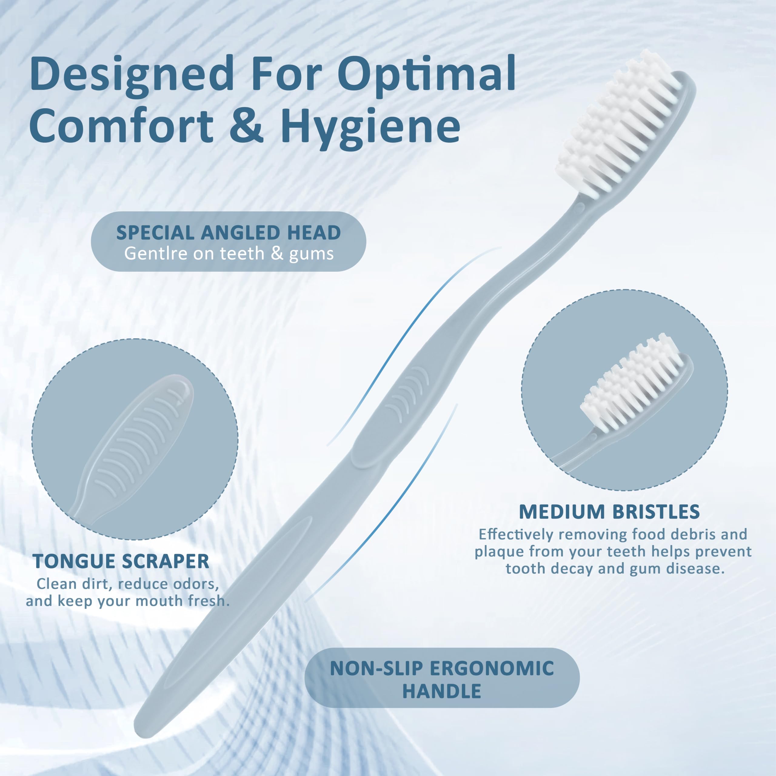 40-Pack Individually Wrapped Soft Bristle Toothbrushes with Tongue Scraper | Bulk Disposable Toothbrush Set for Adults & Travel | Multi-Colored Oral Care Kit for Hotels, Dental Offices, Camping & Emergency Kits