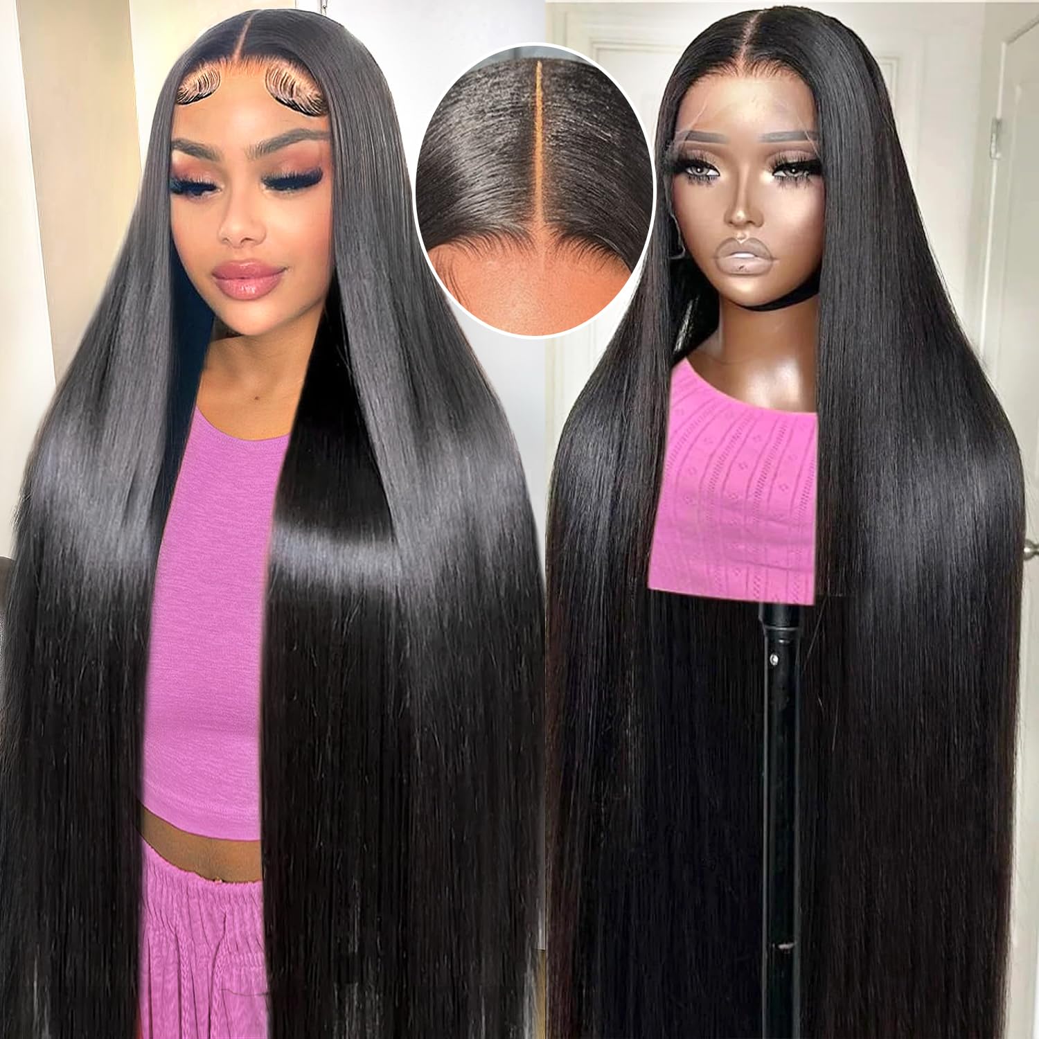 28 Inch 13x6 HD Straight Human Hair Lace Front Wig - Pre Plucked 180% Density 12A Glueless Lace Wig for Black Women | Natural Look for Daily Wear, Parties & Special Occasions