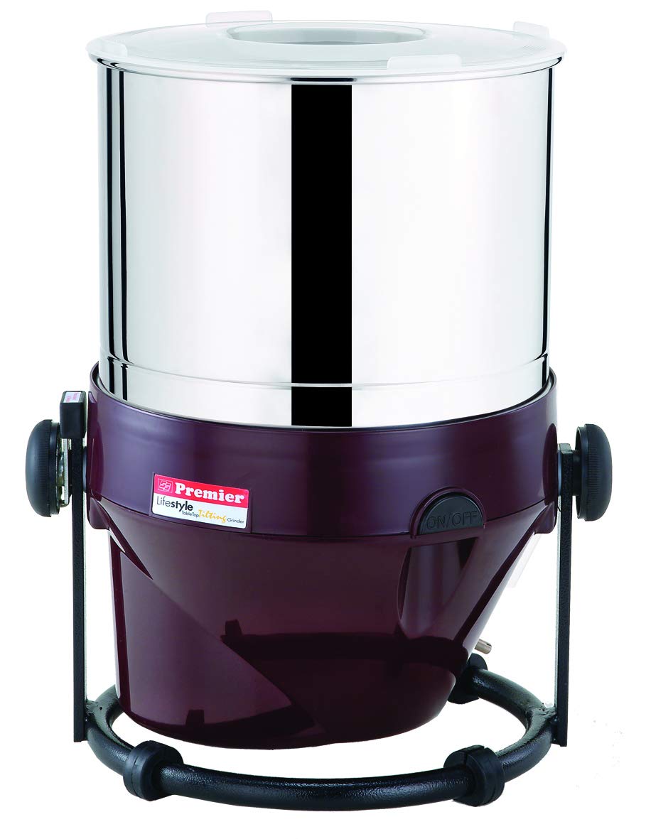 Premium 2L Tilting Wet Grinder with Atta Kneader & Coconut Scraper - 110V/60Hz for USA & Canada - Red - Perfect for Indian Cooking, Dosa Batter & Chapati Dough
