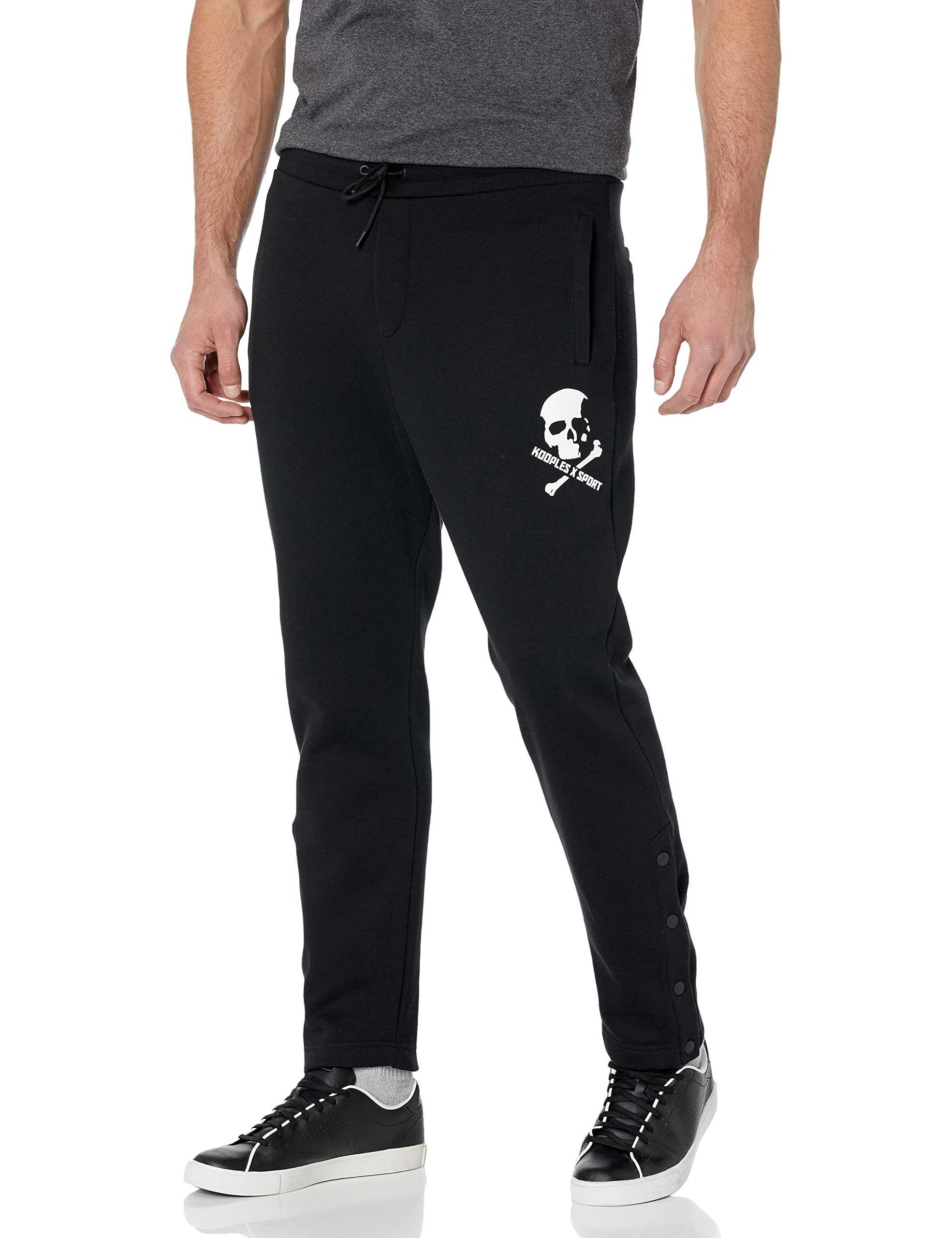 The Kooples Men's Black Jogger Pants with Skull Logo - Stylish Comfort for Casual Wear, Gym & Street Fashion