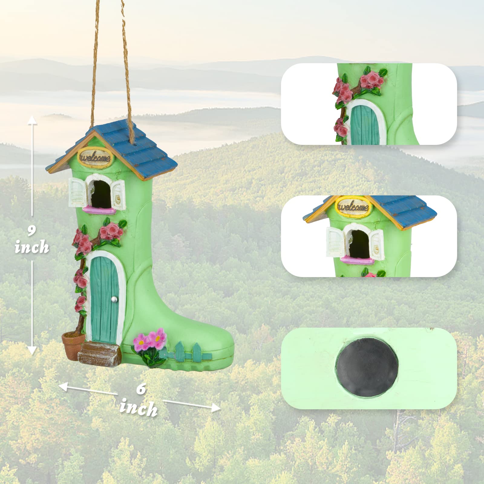 Outdoor Hanging Birdhouse - Weatherproof Wild Bird House for Garden Decoration | Decorative Rain Boot Style Bird Feeder for Backyard & Patio Use