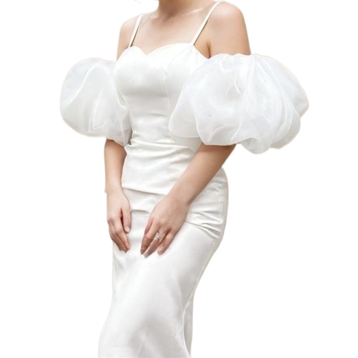 Detachable Organza Puff Sleeves for Wedding Dresses - Stretchy Cuff Bridal Accessories - Perfect for Bridal Gowns, Prom Dresses & Formal Occasions