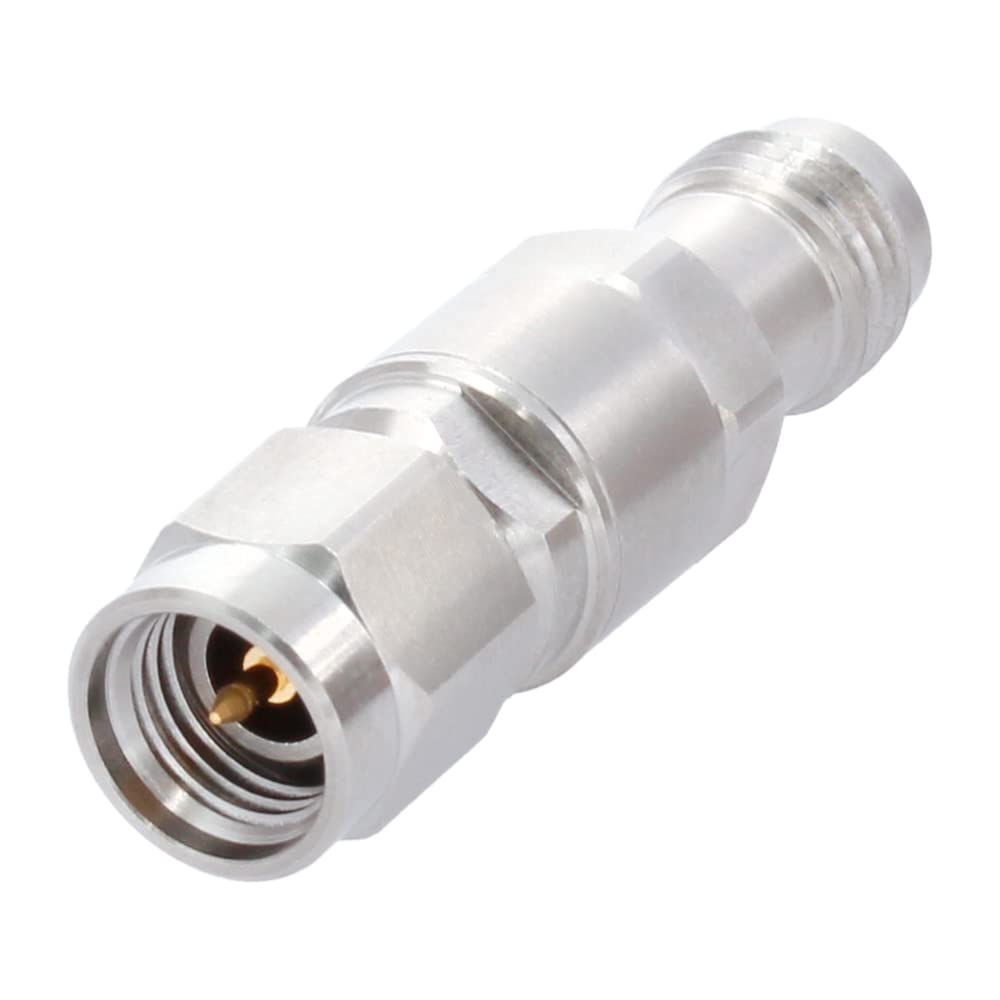 2.4mm Female to 3.5mm Male Microwave Adapter | DC to 34GHz 50 Ohm RF Connector | Stainless Steel Body | for Lab Equipment, Test Instruments & RF Applications