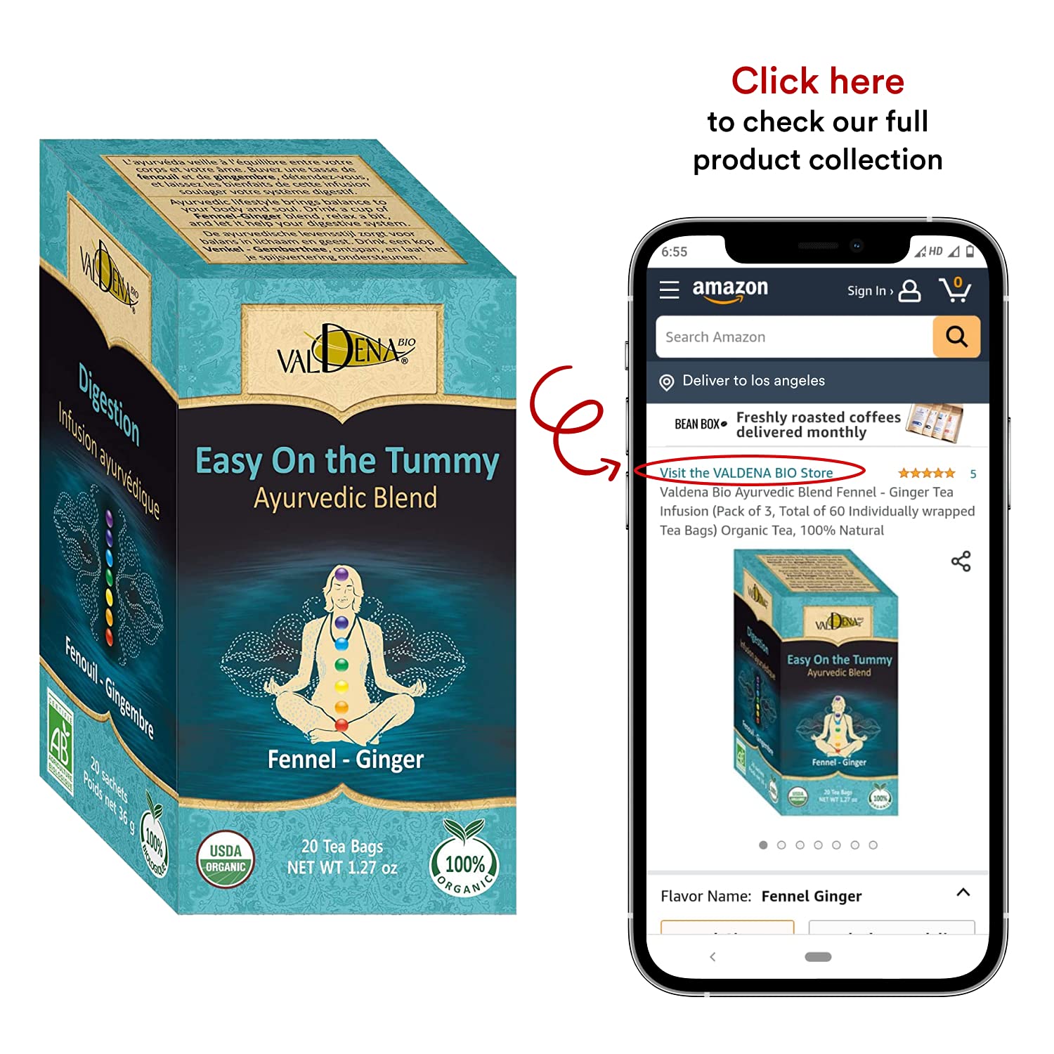 VALDENA BIO Ayurvedic Herbal Tea - Fennel Ginger Tea for Digestion & Immunity | Organic Detox Tea for Bloating Relief & Wellness | Perfect Morning or After-Meal Drink
