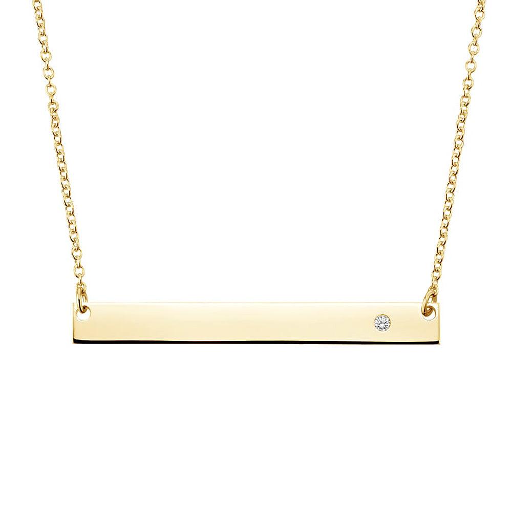 Personalized Engravable Bar Necklace with Genuine Moissanite - Elegant Jewelry Gift for Women, Anniversary, Birthday & Special Occasions
