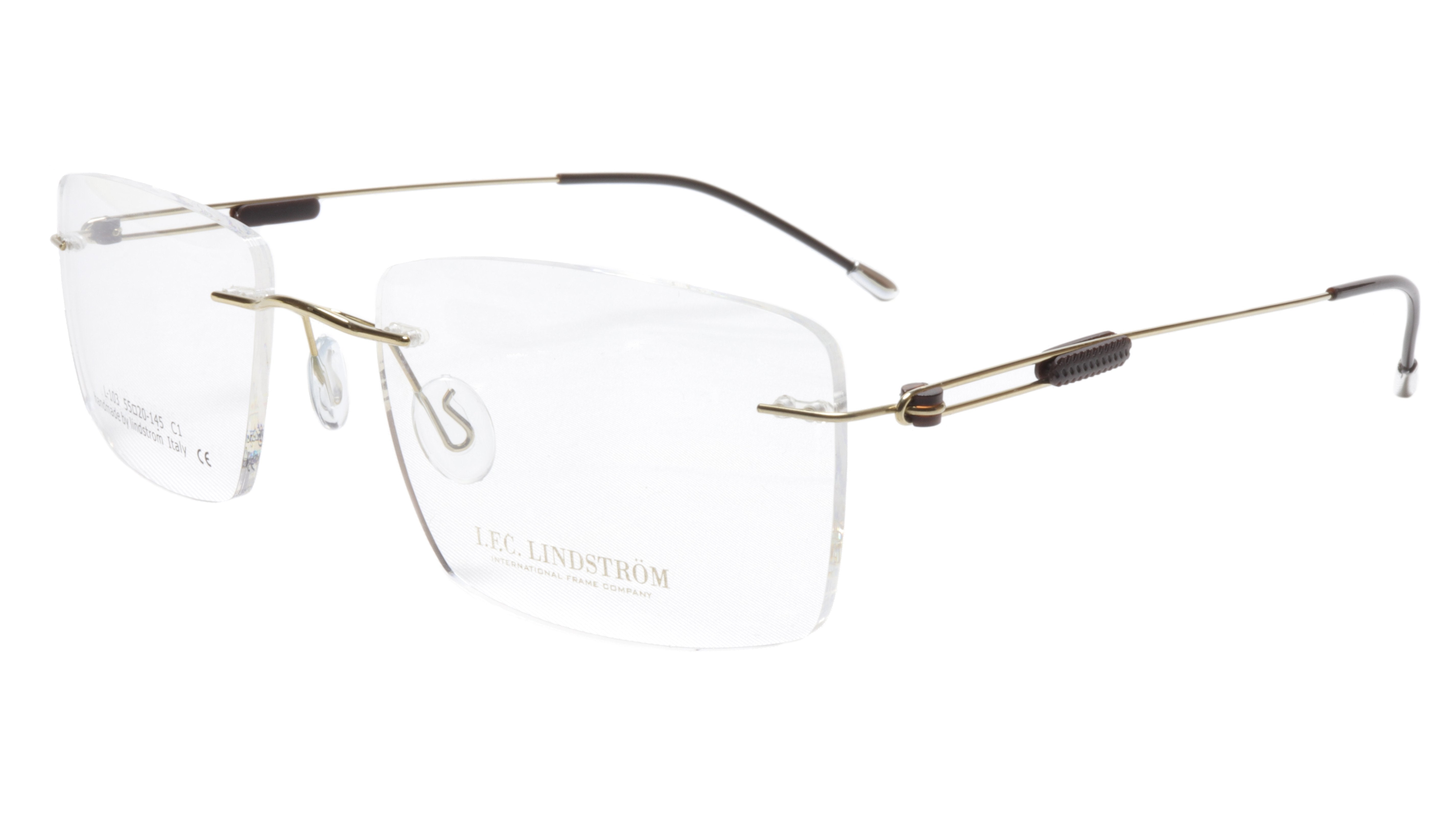 Premium LINDSTROM L 103 C1 Eyeglasses Frame - Gold & Black Metal Italian Handmade (55-20-145) | Stylish Reading & Fashion Glasses for Men & Women
