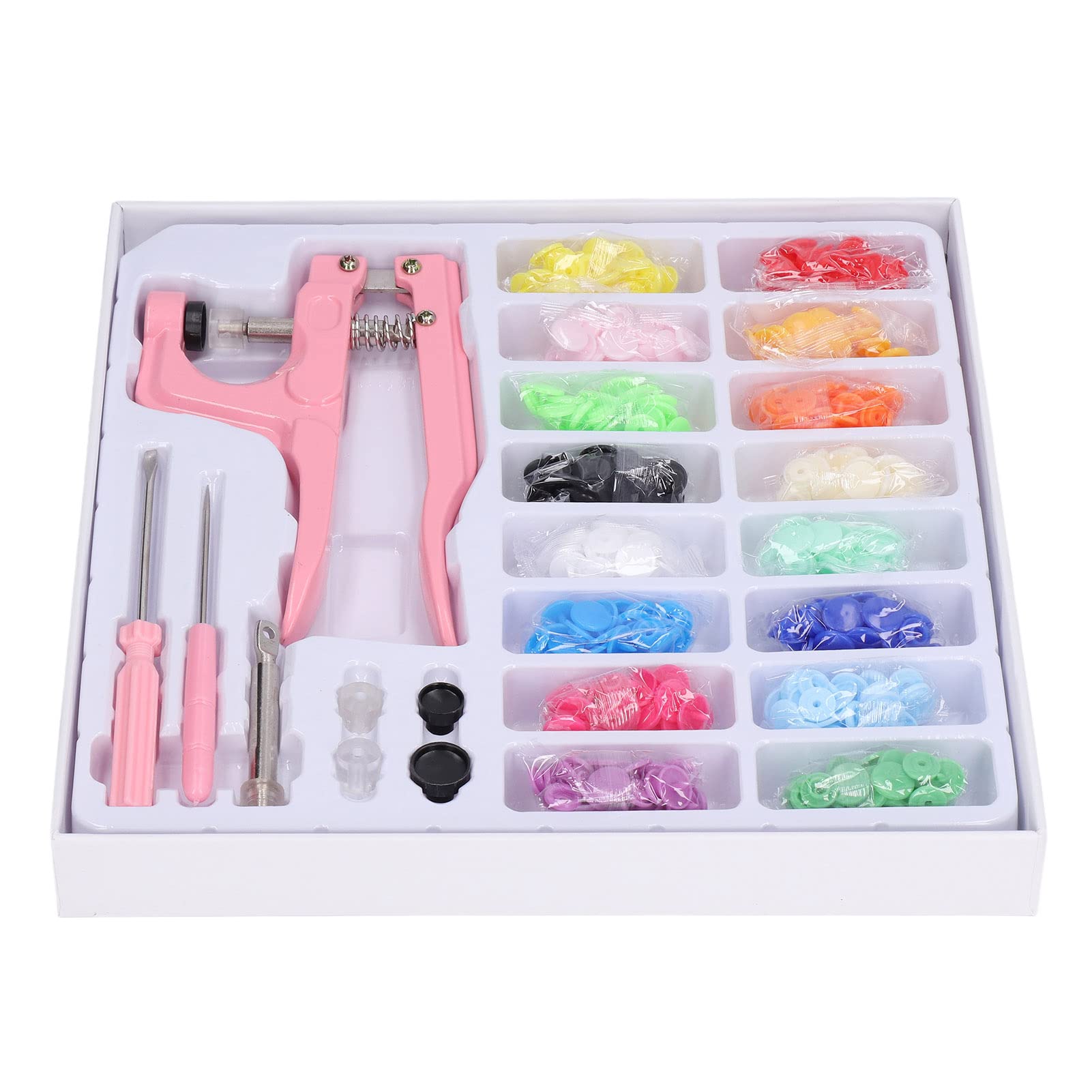 Premium Plastic Snap Button Kit - 16 Assorted Colors with Pliers for Sewing, Clothing & DIY Crafts (Pink) | Perfect for Garment Making, Handbags, Baby Clothes & Home Decor Projects