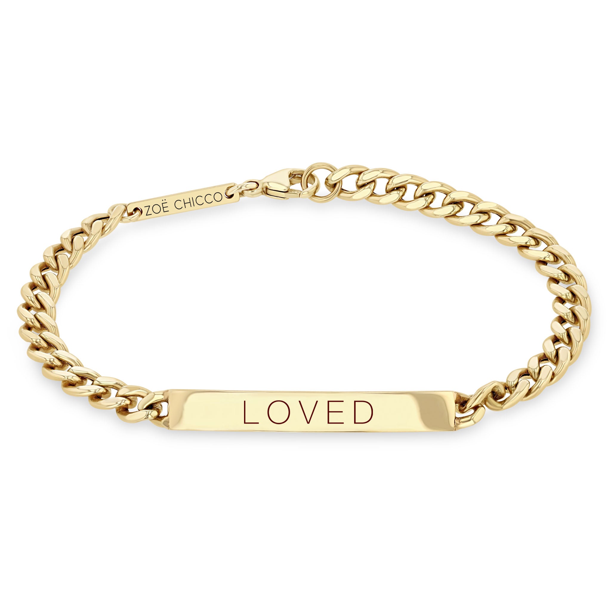 14K Gold Medium Curb Chain Personalized ID Bracelet for Women - Custom Engraved Nameplate Jewelry Gift for Birthday, Anniversary & Special Occasions