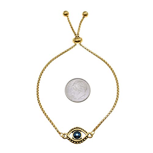 Gold Plated Pewter Evil Eye Bracelet for Women - Protection Jewelry & Spiritual Gift for Good Luck, Positive Energy & Warding Off Negativity | Perfect for Daily Wear, Meditation, Yoga & Special Occasions