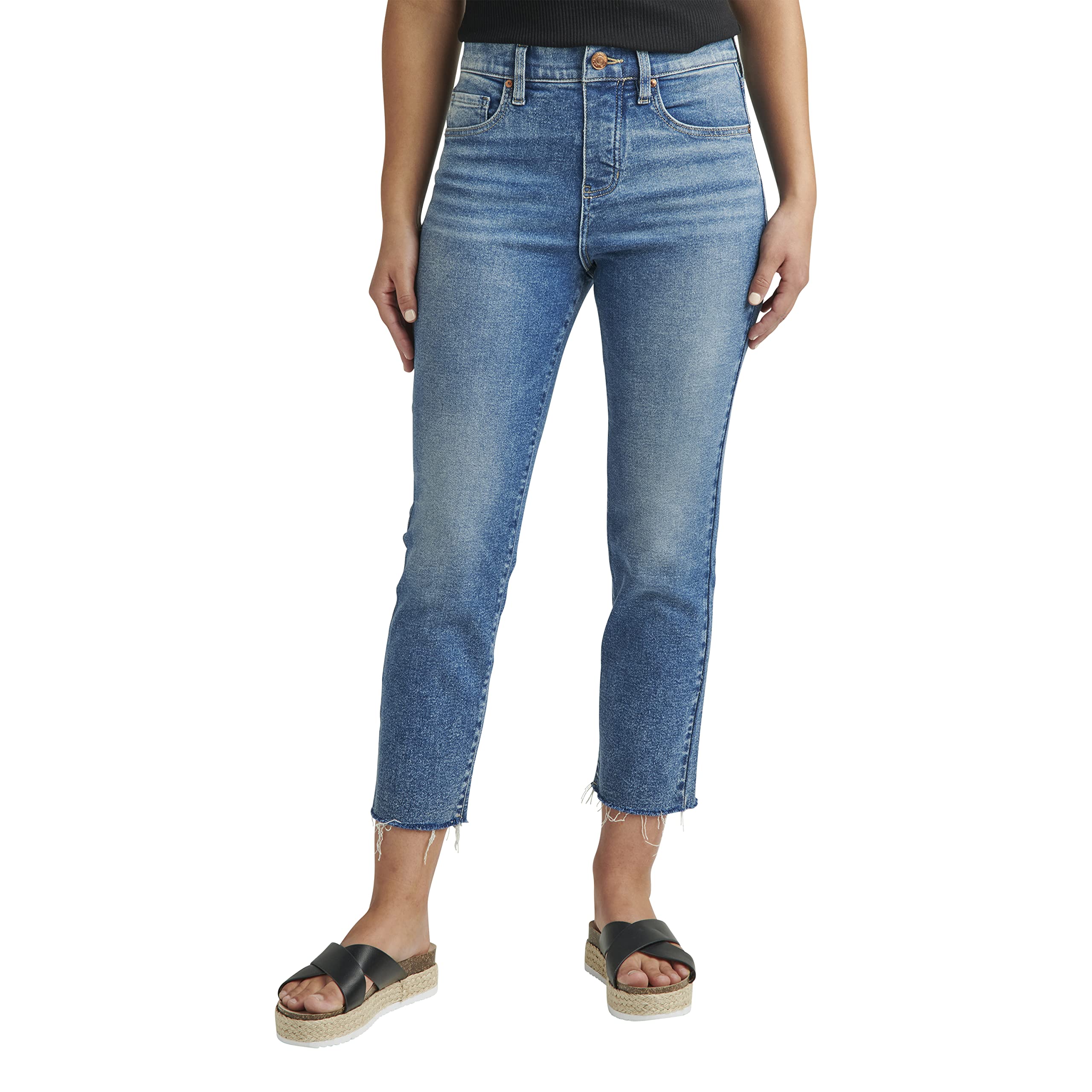 Jag Jeans Women's Valentina High Rise Straight Crop Jeans - Slim Fit Stretch Denim Pants for Casual & Work Wear | Perfect for Everyday Outfits, Office, and Date Nights