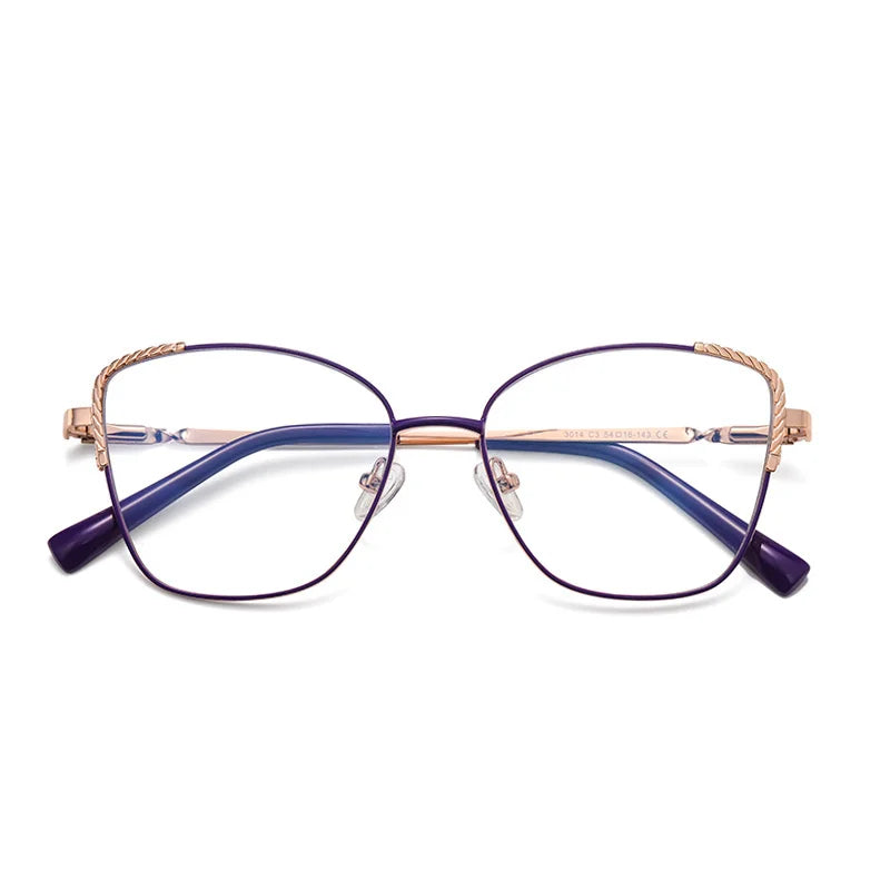 Brightzone Women's Full Rim Square Cat Eye Eyeglasses 73114 - Stylish Alloy Frame for Work, Reading & Fashion Accessories