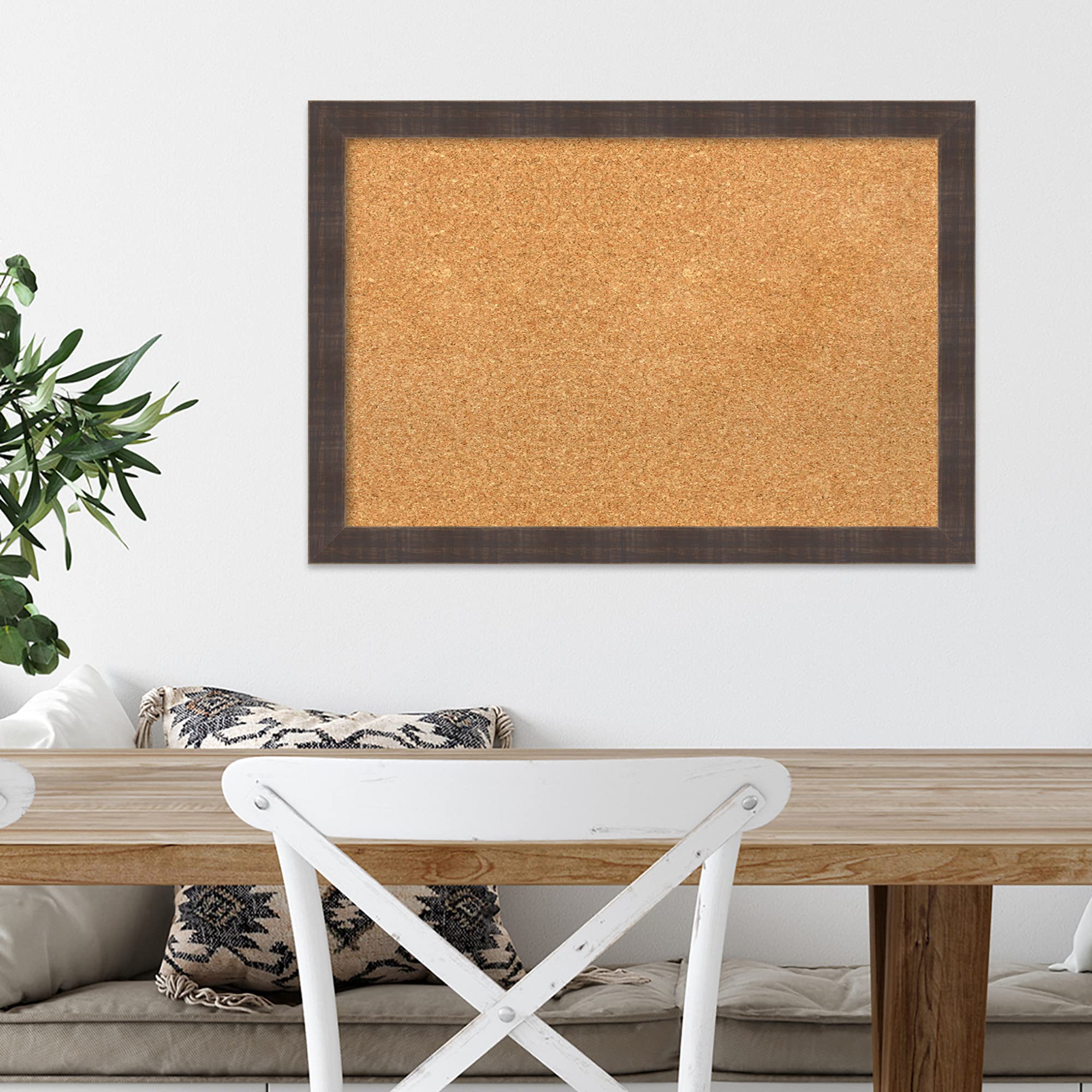 Amanti Art 18x26 Natural Cork Board with Brown Wood Frame - Rustic Farmhouse Pinboard for Office & Home Organization - Perfect for Vision Boards, Memo Displays & Wall Decor