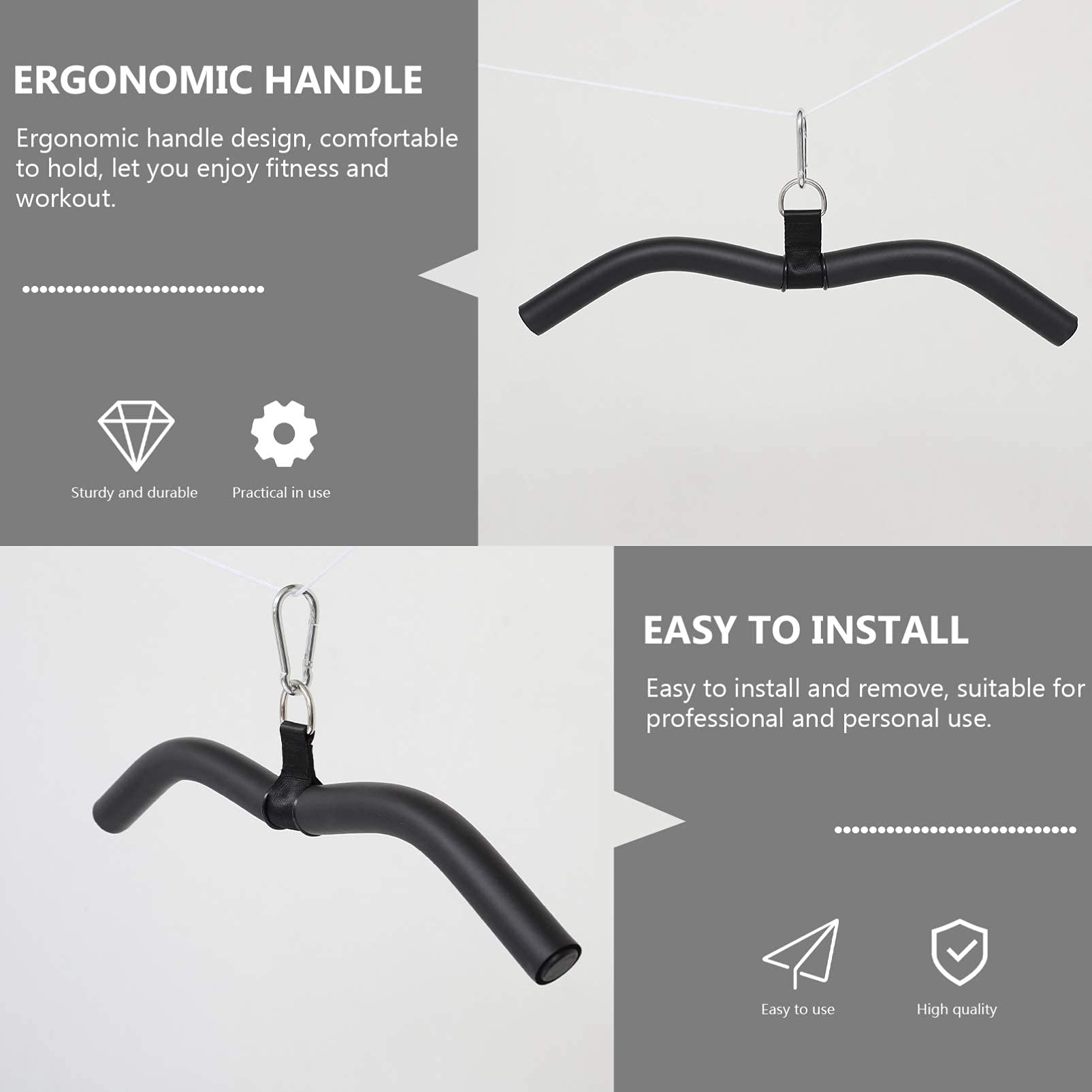 Bicep Pull Bar Set - DIY Fitness Pull-Up Bar & Straight Bar with Cable Attachments for Home Gym Workout | Strength Training Equipment for Arms, Back & Shoulders | Perfect for Home Fitness, CrossFit & Bodybuilding