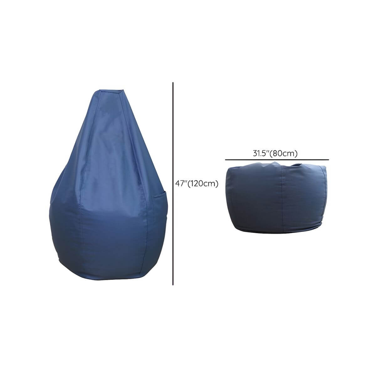 Premium Navy Blue Tech Fabric Bean Bag Chair with Removable Washable Cover & Storage Bag - Perfect for Living Room, Bedroom, Dorm or Game Room Relaxation