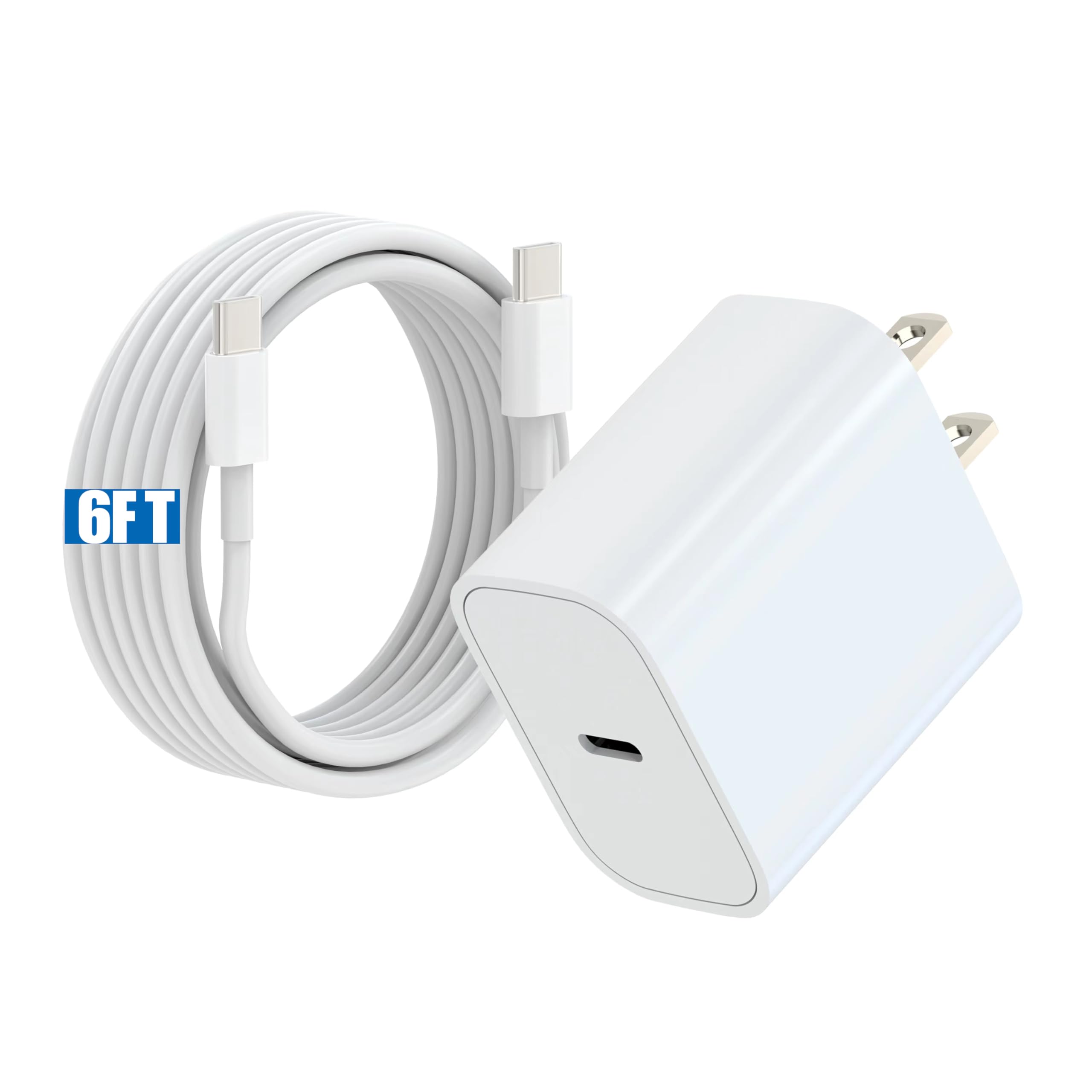 20W USB C Fast Charger Block for iPhone 16/16 Pro/16 Pro Max/15/15 Plus/15 Pro/15 Pro Max & iPad - 6ft Cable Included - Quick Charging for Home, Office & Travel