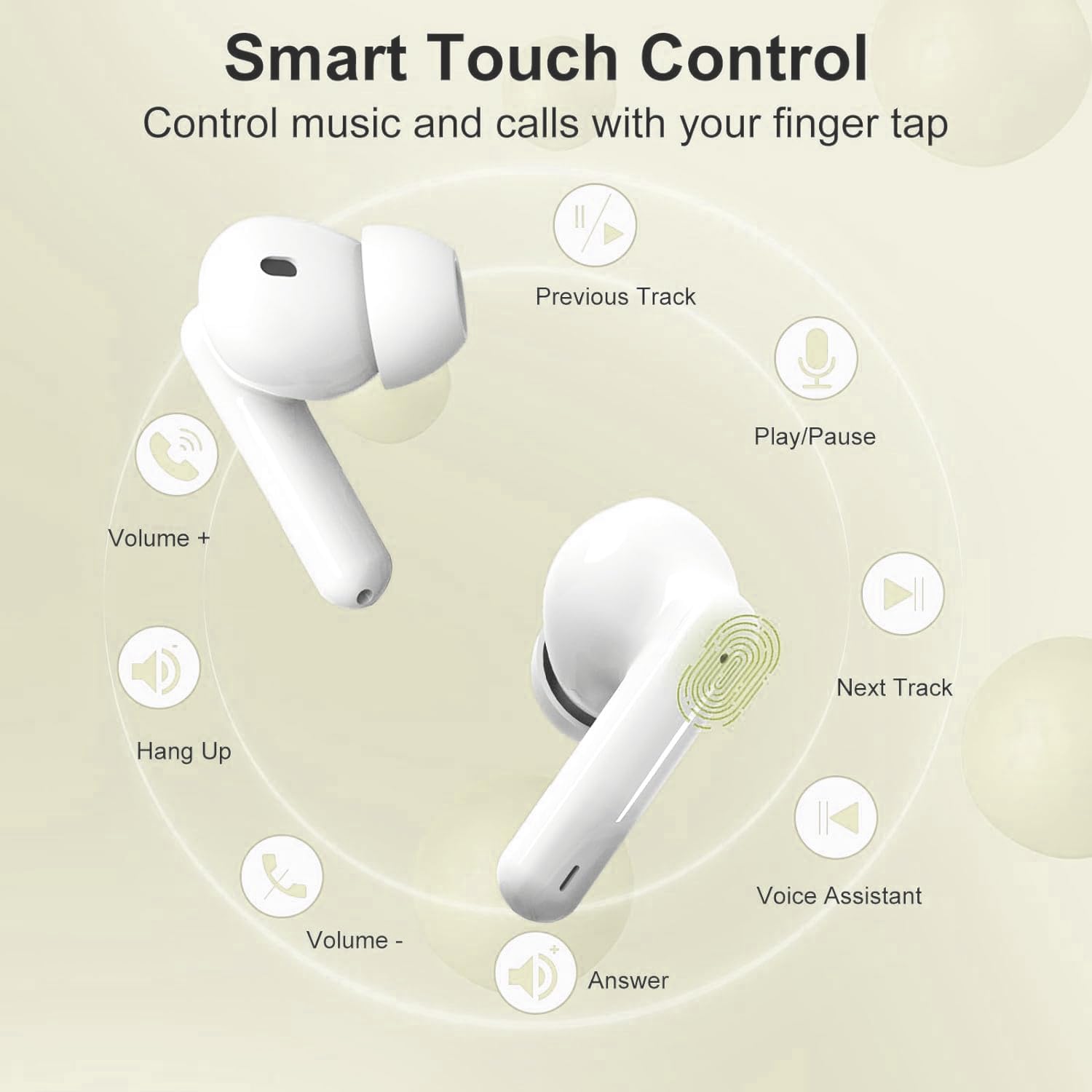 45H Playback Bluetooth Earbuds with LED Power Display, Waterproof Wireless In-Ear Headphones with Advanced Noise Cancelling - Perfect for Gym, Running, Travel & Work