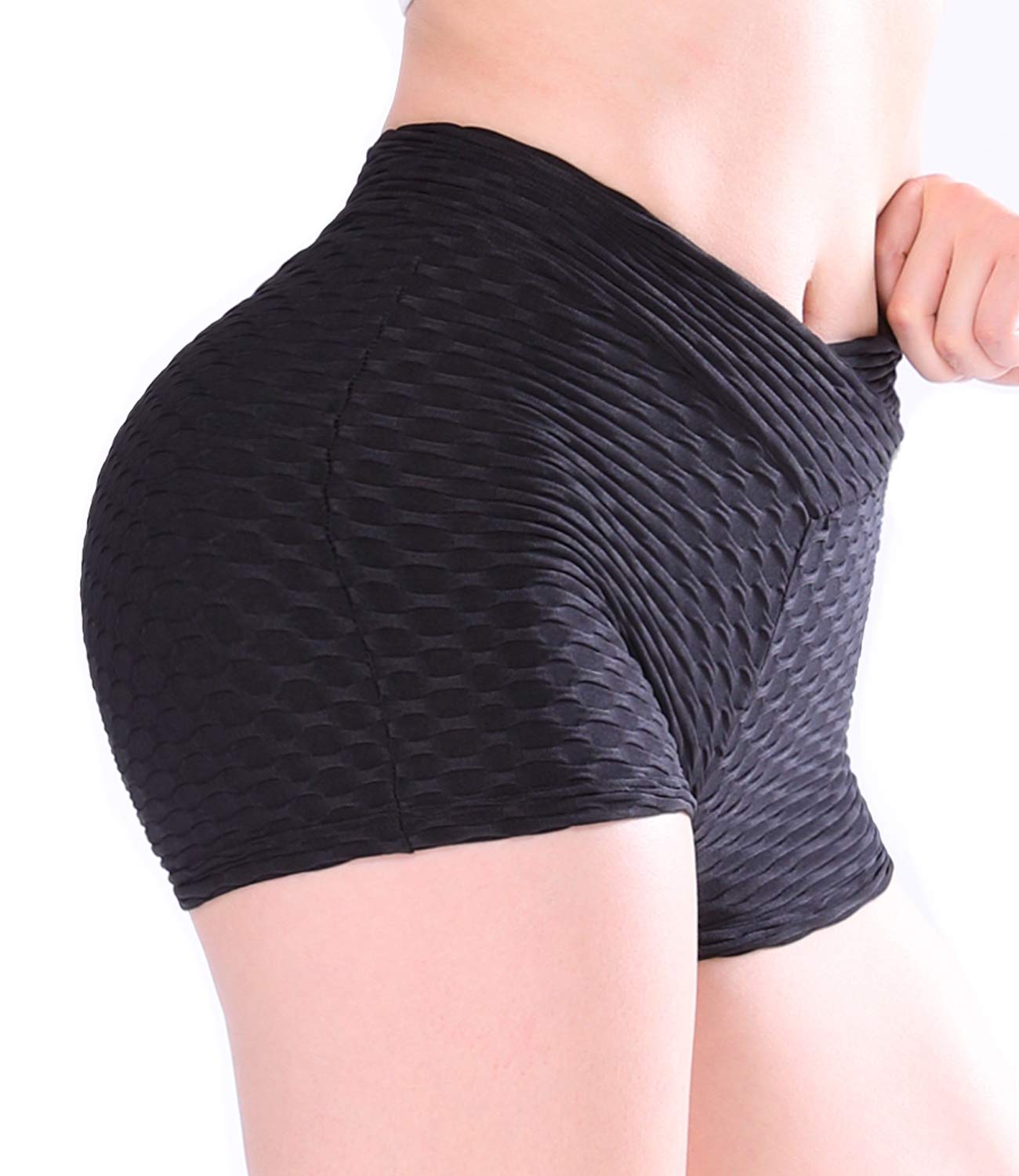 TFO Women's High Waist Yoga Shorts - Butt Lifting Workout Shorts for Running, Gym & Sports | Stretchy Ruched Athletic Hot Pants for Yoga, Pilates & Fitness Training