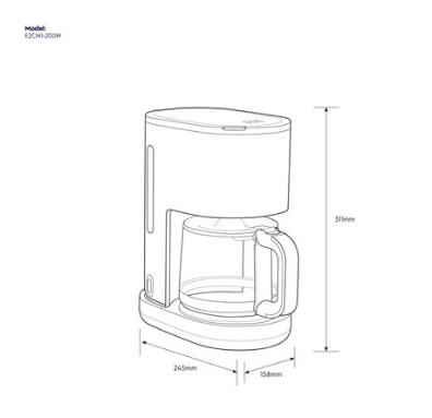 Electrolux E2CM1 200W 1.25L Drip Coffee Maker - Compact & Efficient for Home, Office, or Small Spaces - Perfect for Morning Brews & Entertaining Guests