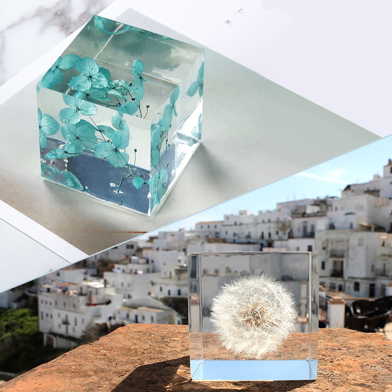 Large Square Resin Molds - 4 Inch & 3 Inch Silicone Casting Molds for DIY Epoxy Resin Art, Transparent Deep Cube Molds for Jewelry, Coasters, Keychains & Home Decor (2 Pack)